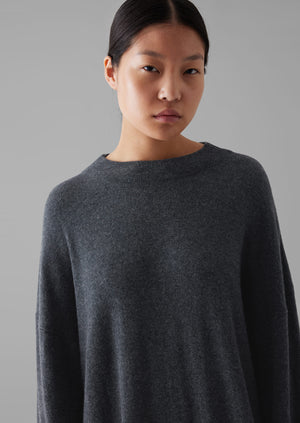 Wool Cashmere Jumper Dress | Charcoal Melange