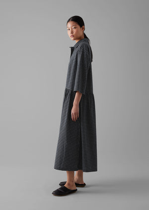 Graph Check Cotton Cashmere Shirt Dress | Slate