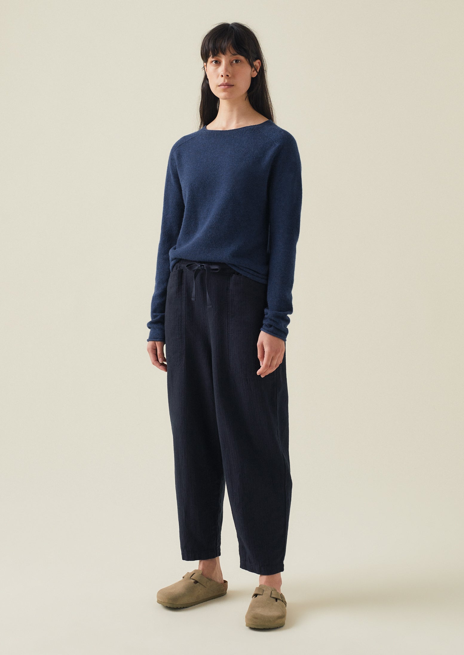 Wool Cashmere Neat Sweater | Midnight | TOAST