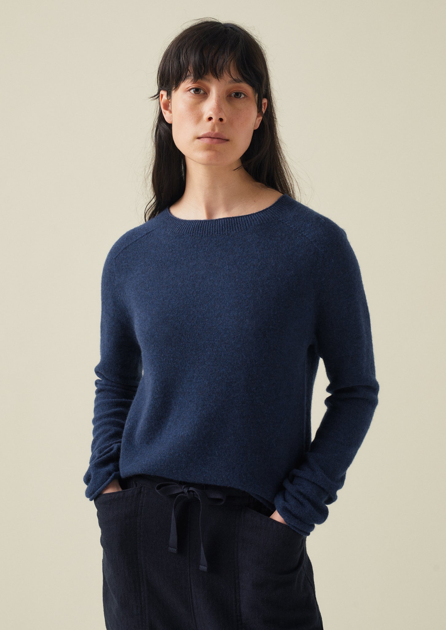 Wool Cashmere Neat Sweater | Midnight | TOAST