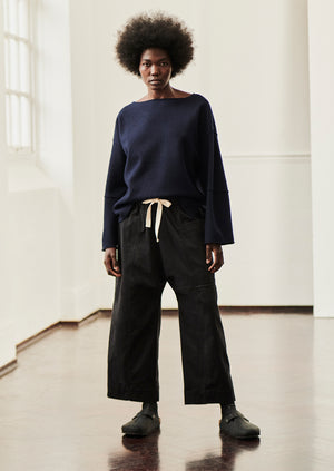 Panelled Boiled Wool Sweater | Navy | TOAST