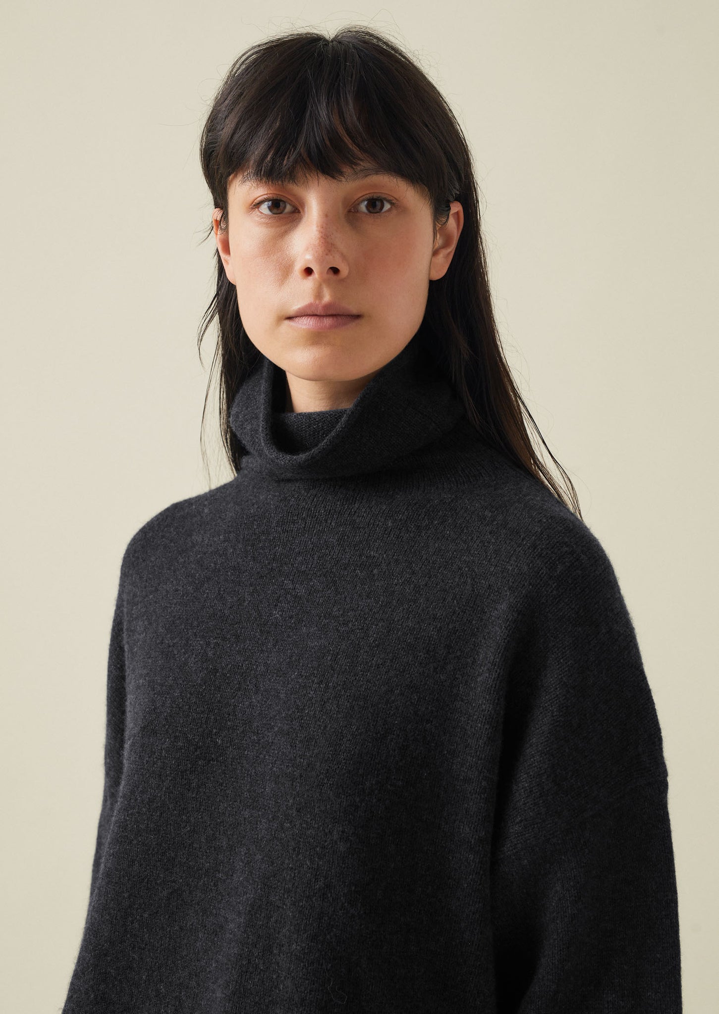 Roll Neck Wool Cashmere Sweater | Charcoal | TOAST
