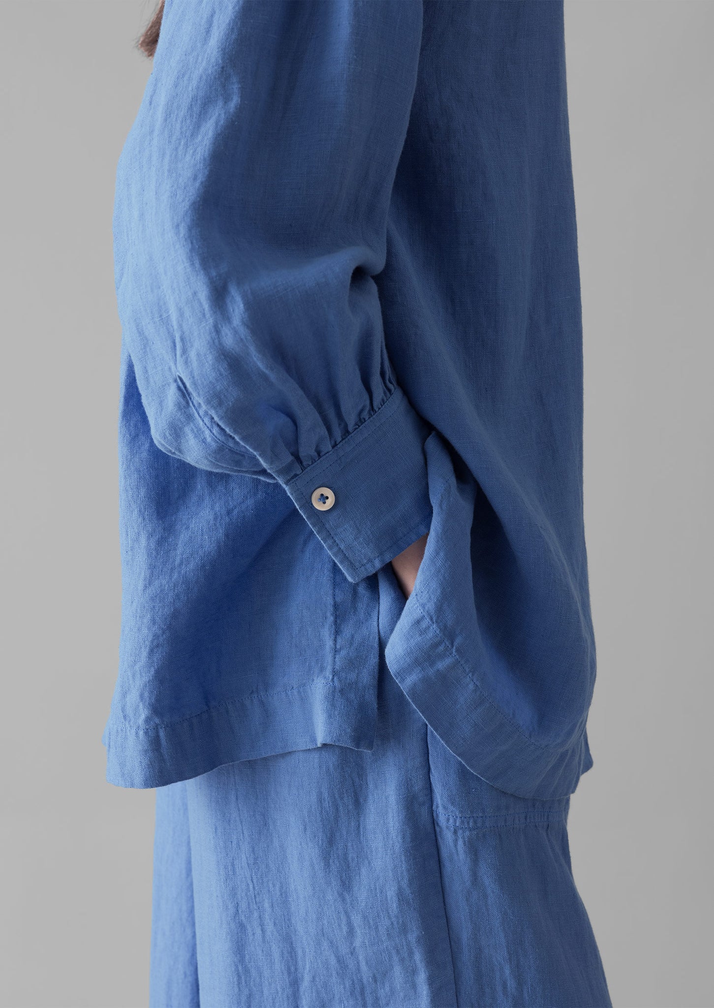 Garment Dyed Linen Oversized Shirt | Blue Violane | TOAST