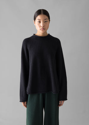 Organic Cotton Linen Easy Sweater | Dark Navy