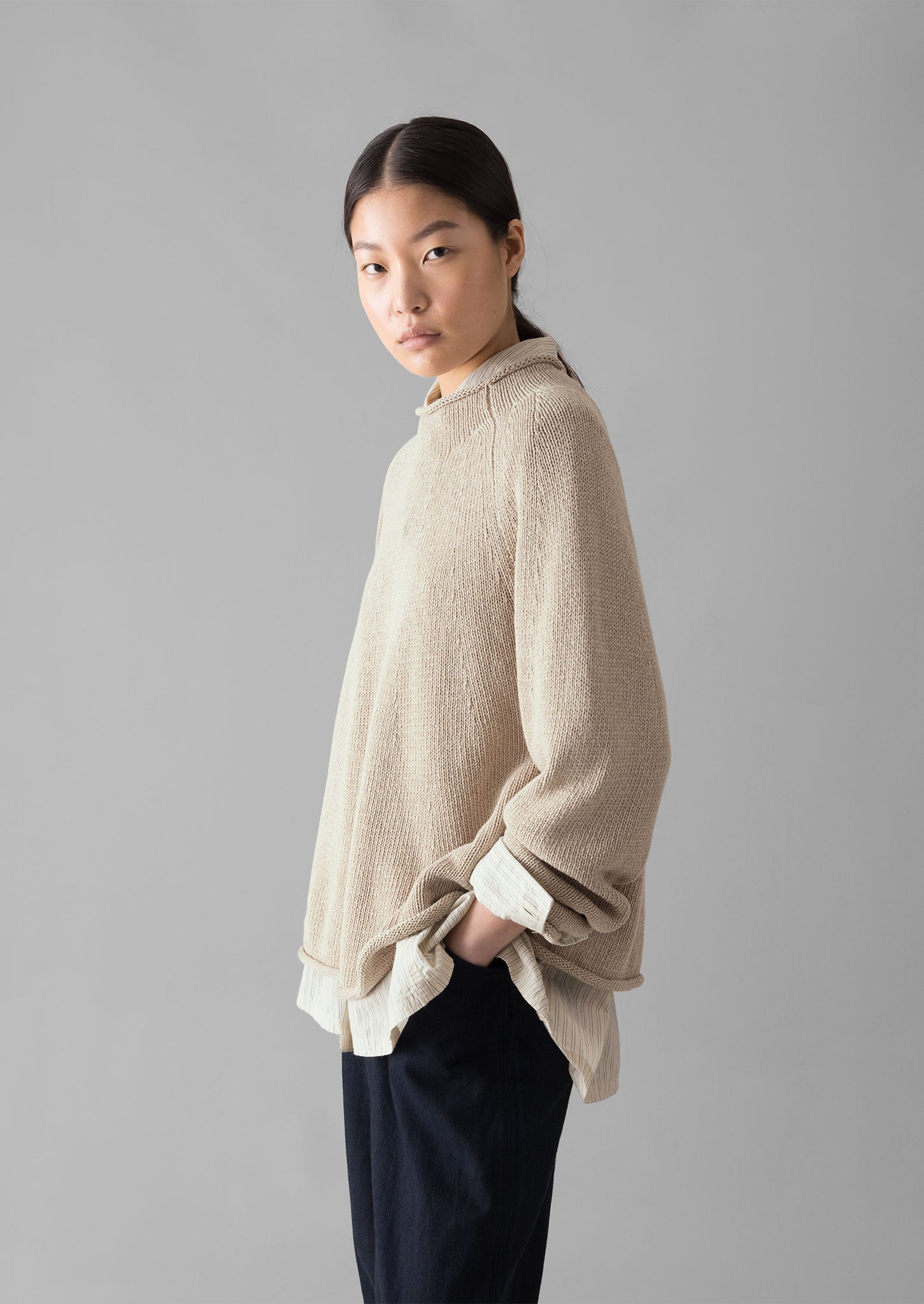 Organic Cotton Linen Easy Sweater | Parchment | TOAST