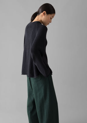 Organic Cotton Linen Easy Sweater | Dark Navy