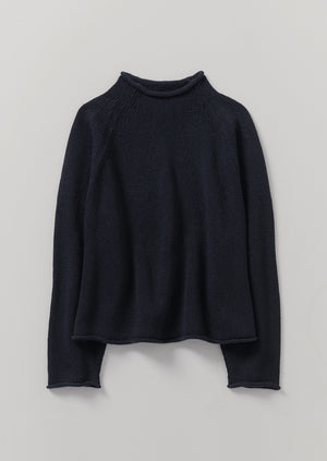 Organic Cotton Linen Easy Sweater | Dark Navy