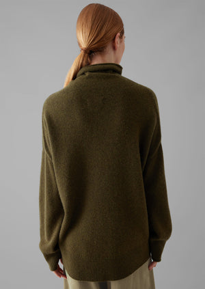 Roll Neck Wool Cashmere Sweater | Olive