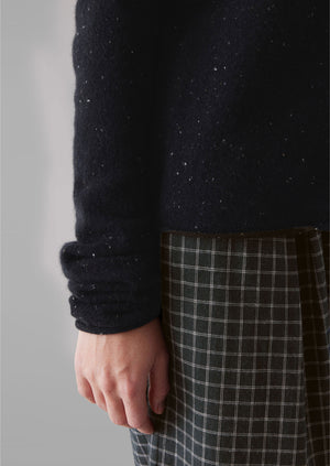 Wool Cashmere Neat Sweater | Night Sky