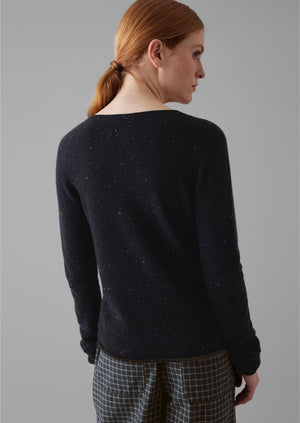 Wool Cashmere Neat Sweater | Night Sky