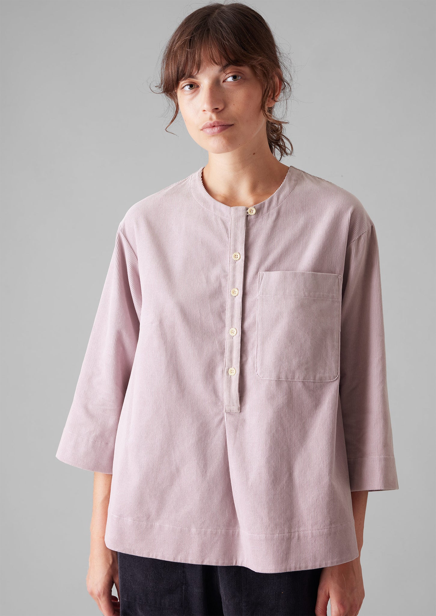 Organic Cord Patch Pocket Shirt | Wood Lilac