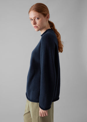 Seamless Recycled Cashmere Sweater | Navy