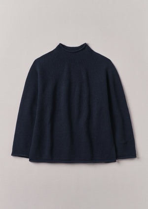 Seamless Recycled Cashmere Sweater | Navy