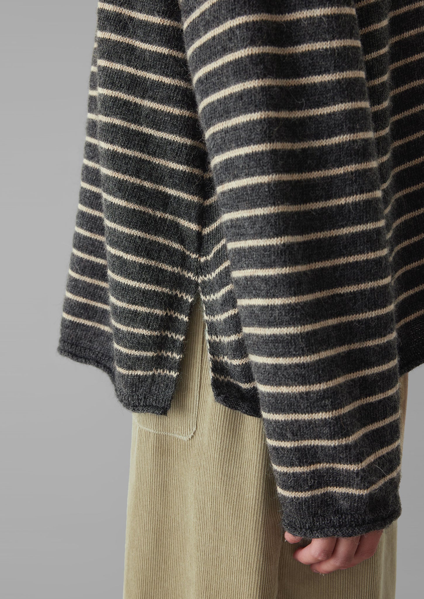 Stripe Alpaca Wool Sweater | Charcoal/Oatmeal