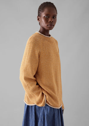 Stripe Linen Cotton Sweater | Spice/Putty