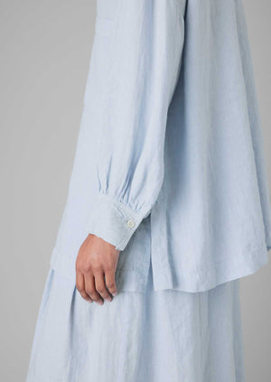 Garment Dyed Linen Oversized Shirt | Egg Blue