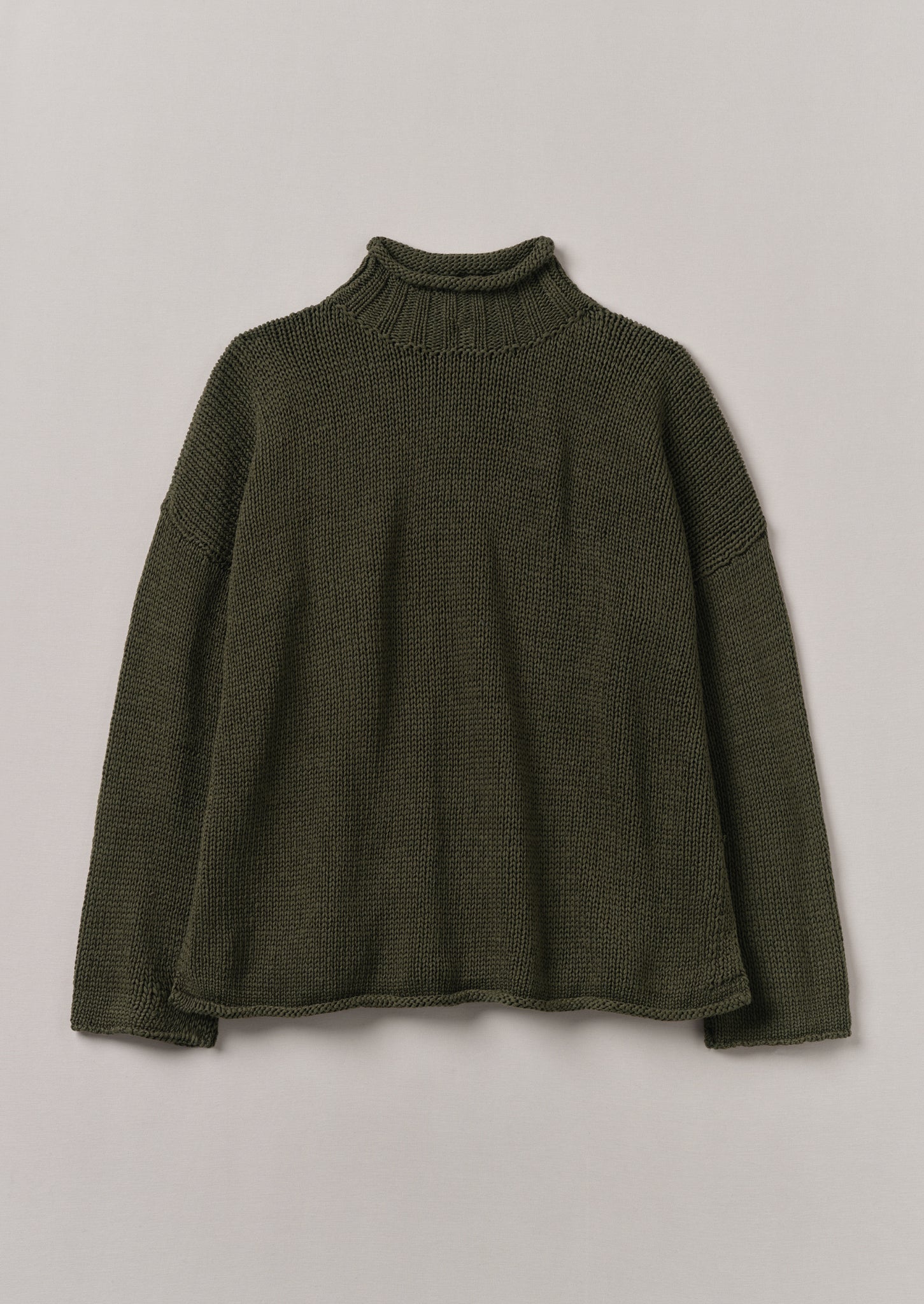 Textured Cotton Easy Sweater | Darkest Olive