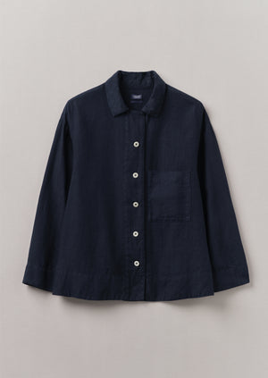 Garment Dyed Linen Shirt | Midnight