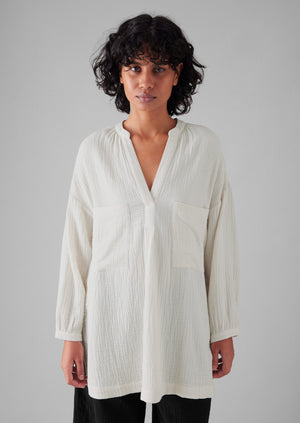 Crinkle Cotton Easy Shirt | Oat