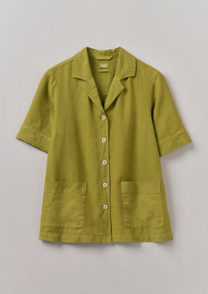 Garment Dyed Linen Boxy Shirt | Olivine