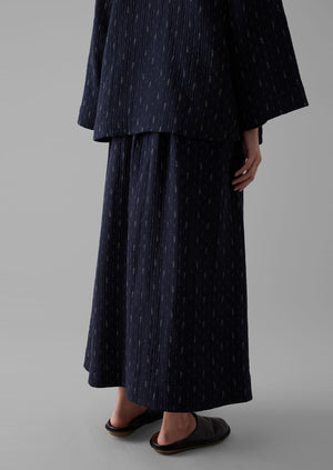 Dobby Stitch Cotton Skirt | Indigo/Blue