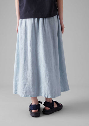 Garment Dyed Linen Skirt | Egg Blue