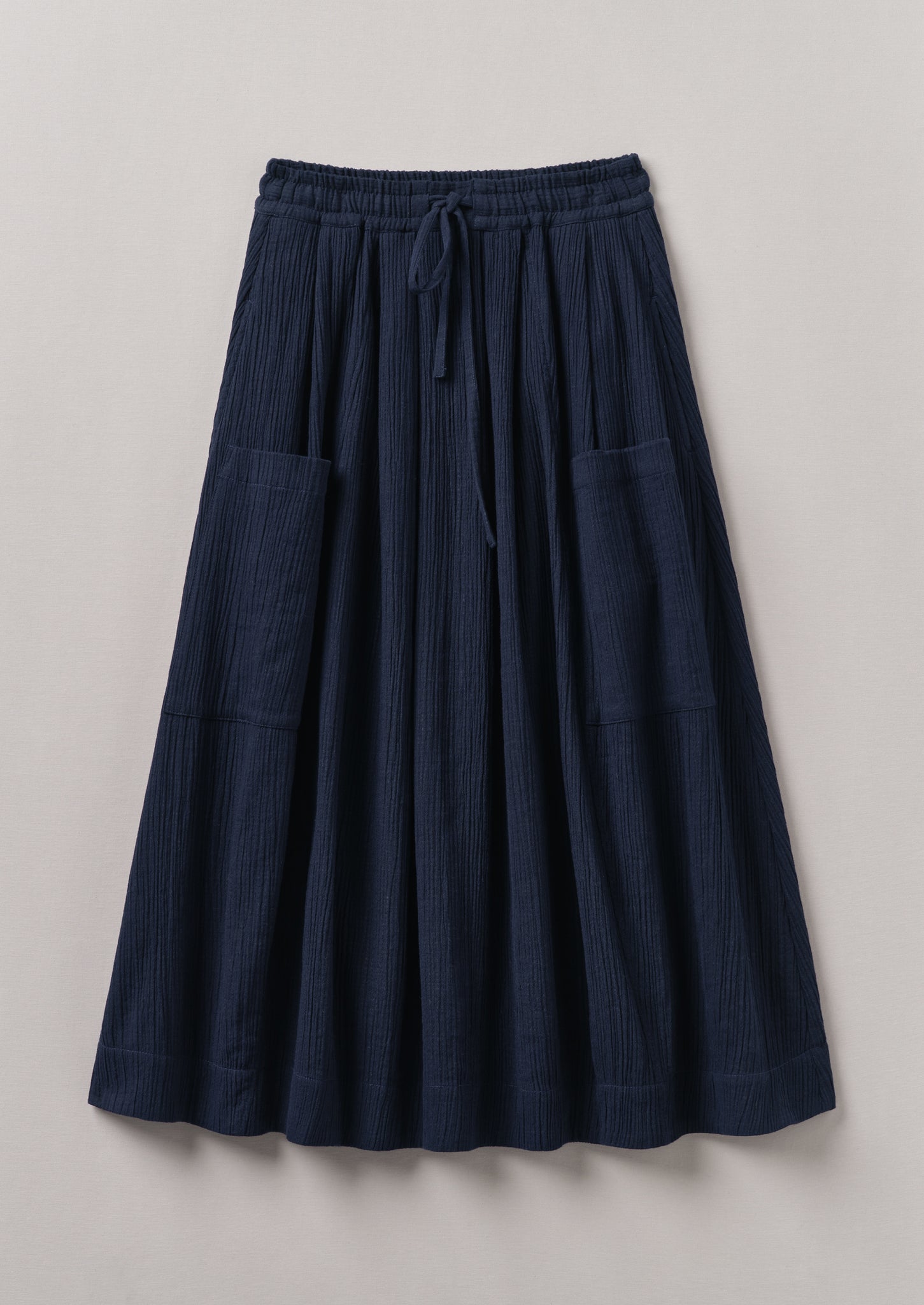 Crinkle Cotton Patch Pocket Skirt | Indigo