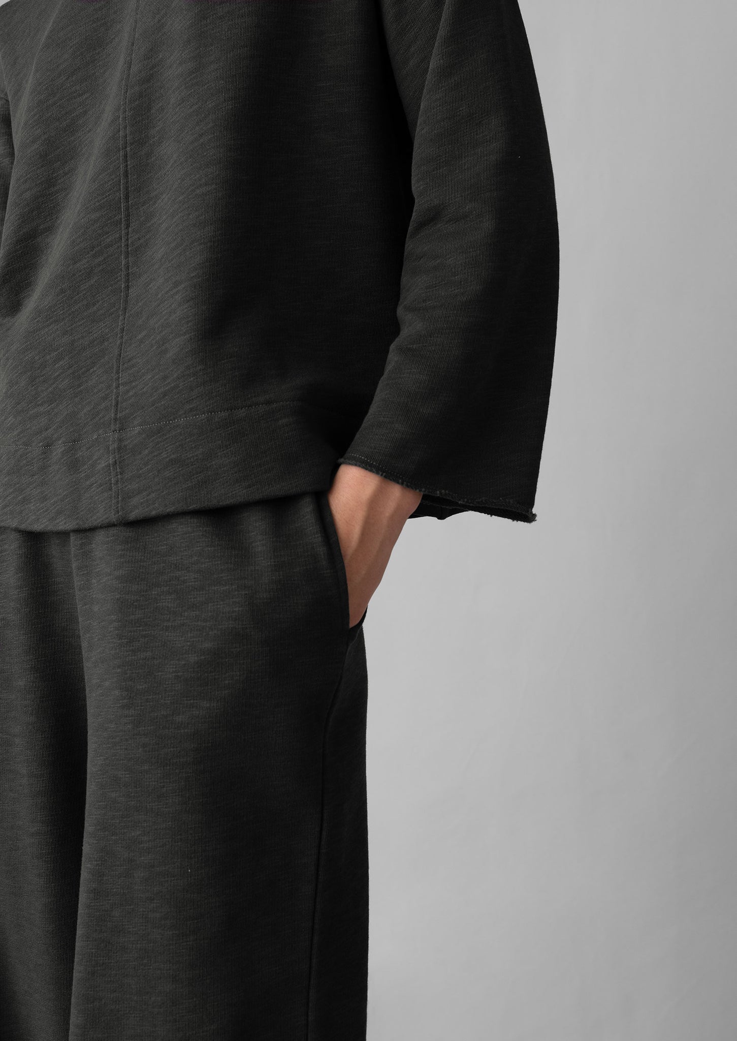 Loopback Jersey Wide Leg Trousers | Charcoal