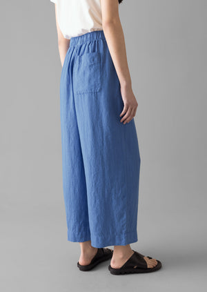 Garment Dyed Linen Barrel Leg Trousers | Blue Violane