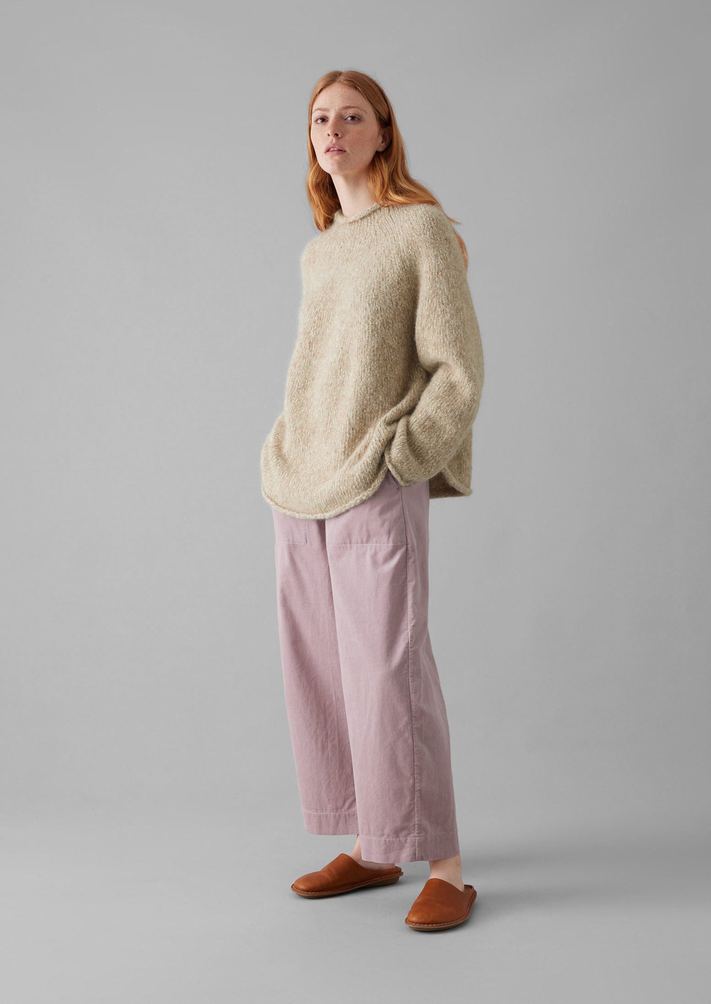 Organic Cord Barrel Leg Trousers | Wood Lilac