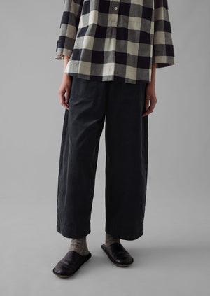 Organic Cord Barrel Leg Trousers | Charcoal