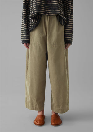 Organic Cord Barrel Leg Trousers | Green Stone