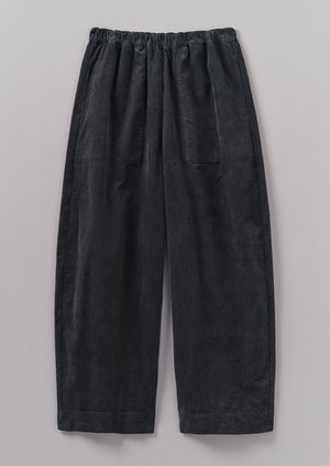 Organic Cord Barrel Leg Trousers | Charcoal