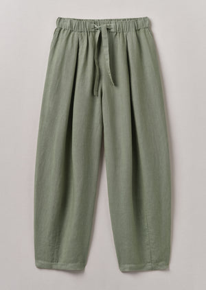 Minako Garment Dyed Linen Trousers | Light Sage