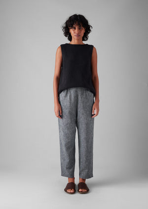 Alix Etched Linen Cotton Trousers | Blue Melange