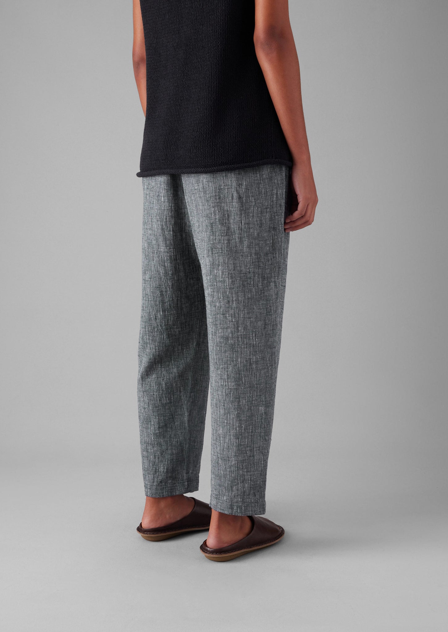 Alix Etched Linen Cotton Trousers | Blue Melange