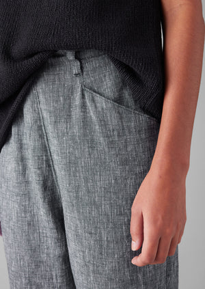 Alix Etched Linen Cotton Trousers | Blue Melange