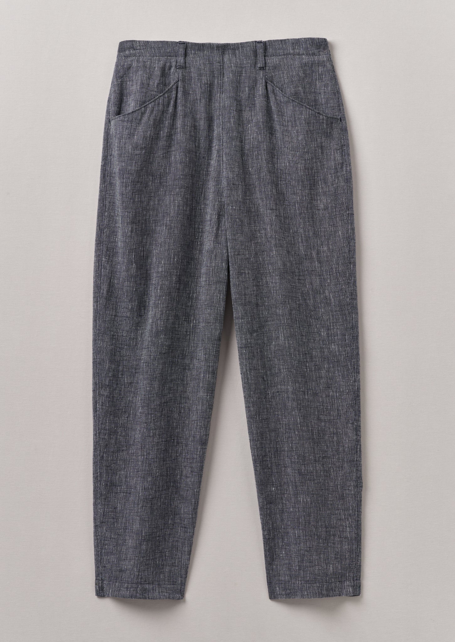 Alix Etched Linen Cotton Trousers | Blue Melange