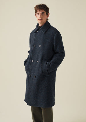 Mens blue wool on sale overcoat