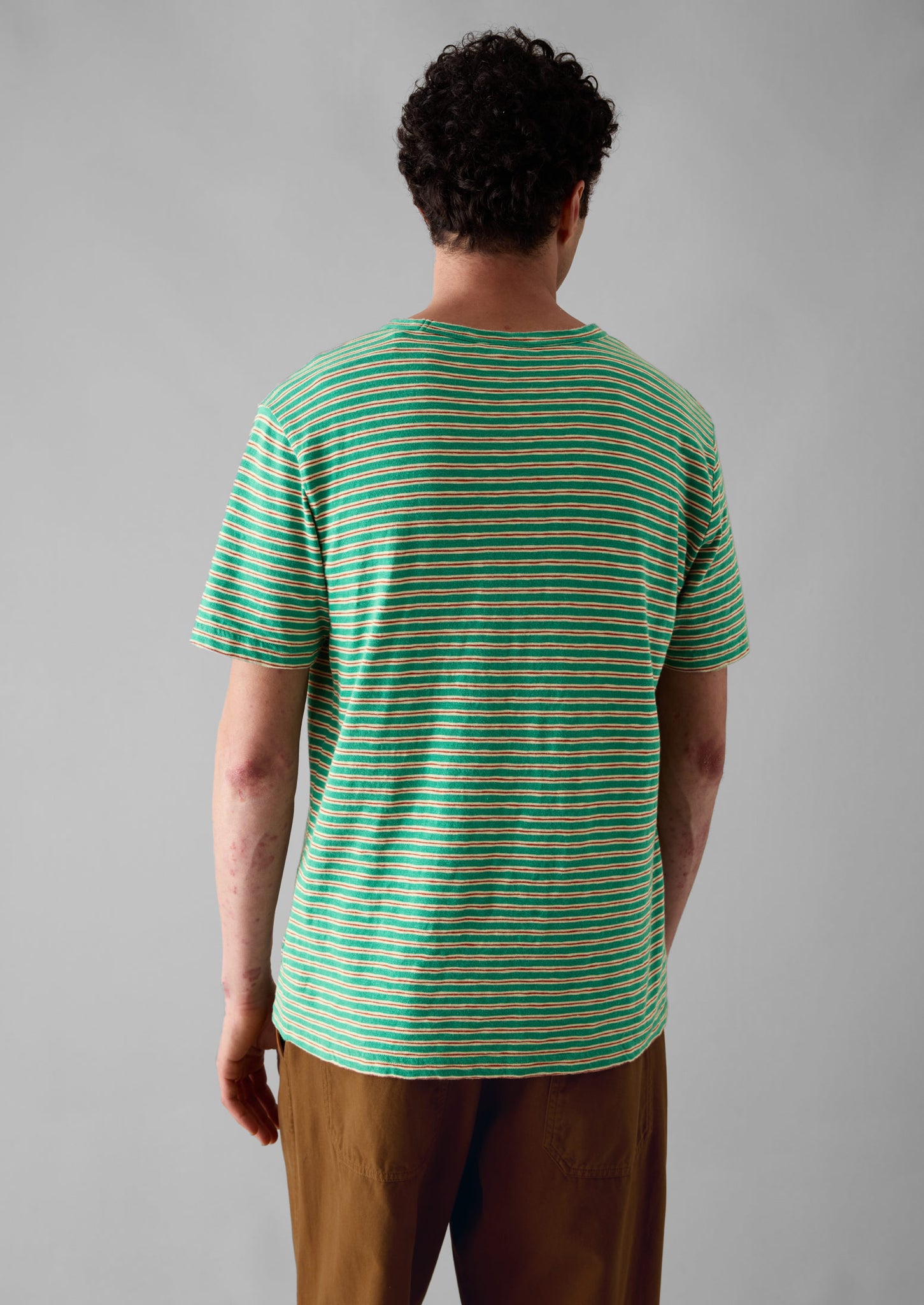 Theo Organic Cotton Stripe Short Sleeve Tee | Green/Red