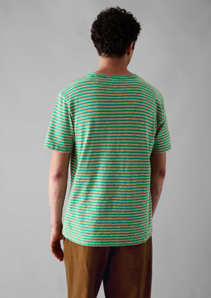 Theo Cotton Stripe Short Sleeve Tee | Green/Red