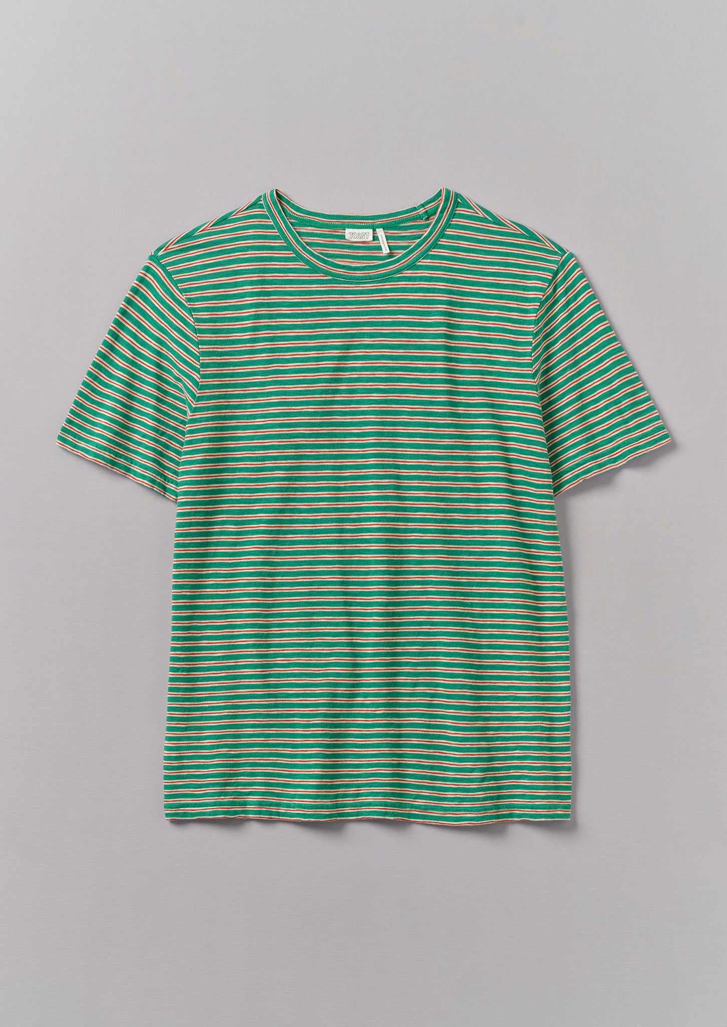 Theo Organic Cotton Stripe Short Sleeve Tee | Green/Red