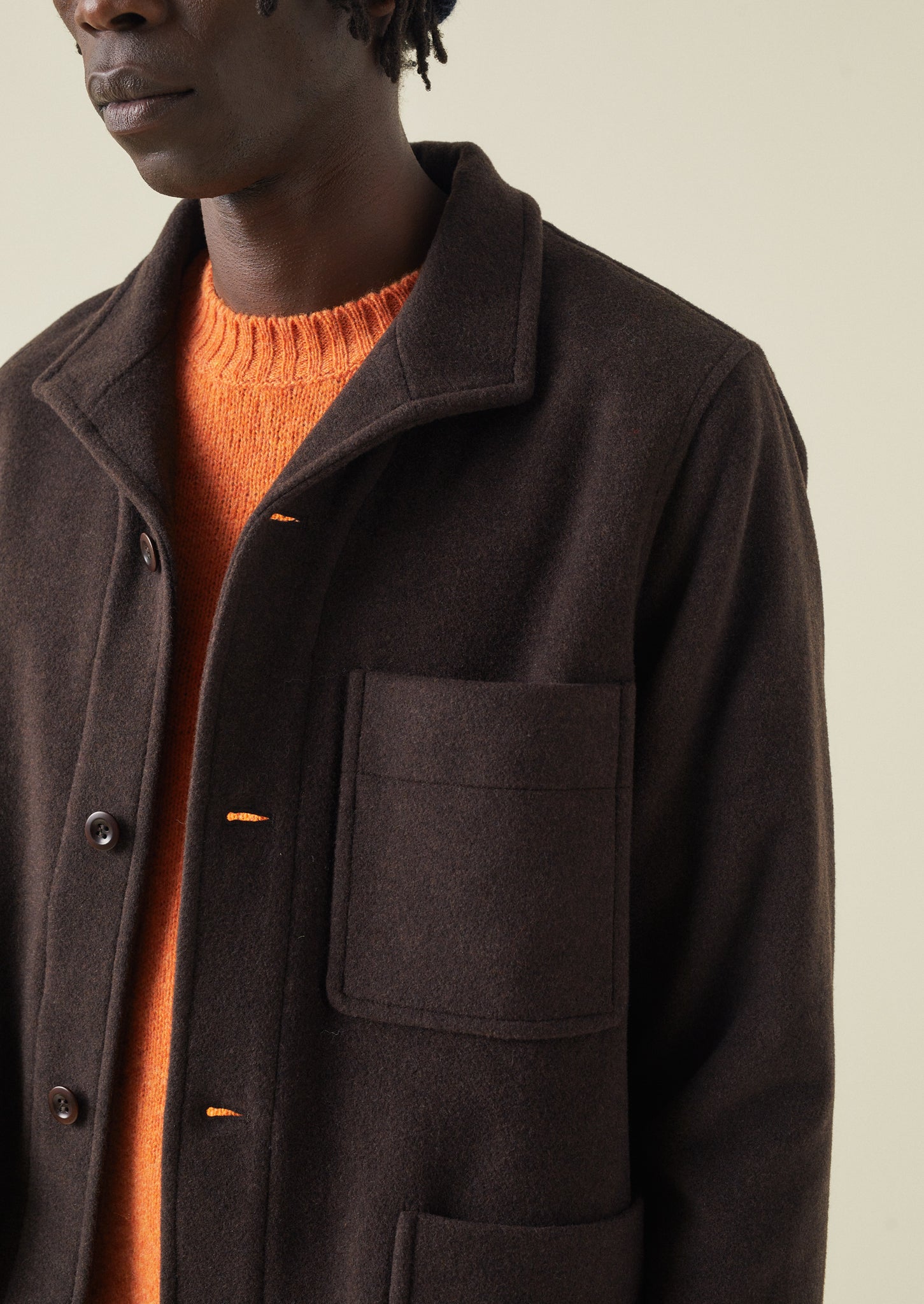 Monty Revere Collar Melton Jacket | Brown | TOAST