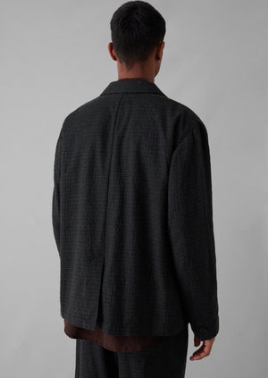 Seersucker Wool Cotton Blazer | Carbon