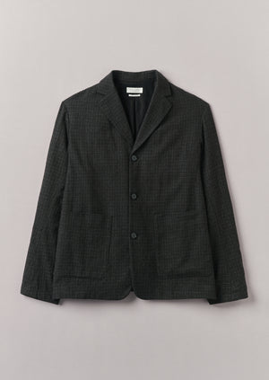 Seersucker Wool Cotton Blazer | Carbon