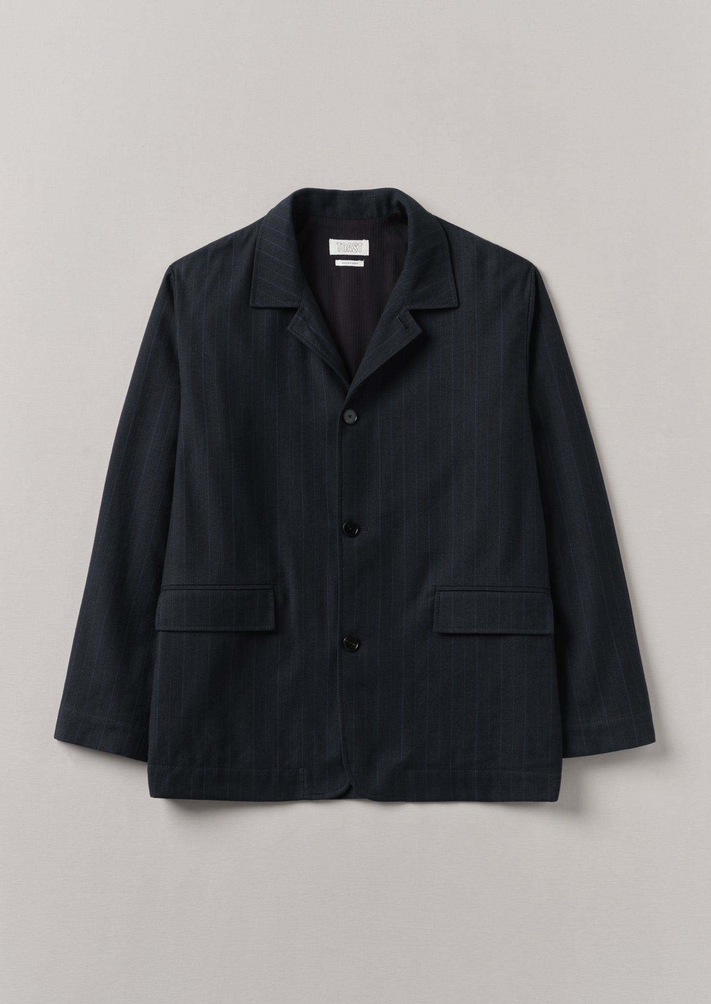 Stripe Wool Cotton Jacket | Dark Indigo