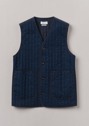 Indigo Cotton Padded Gilet | Indigo