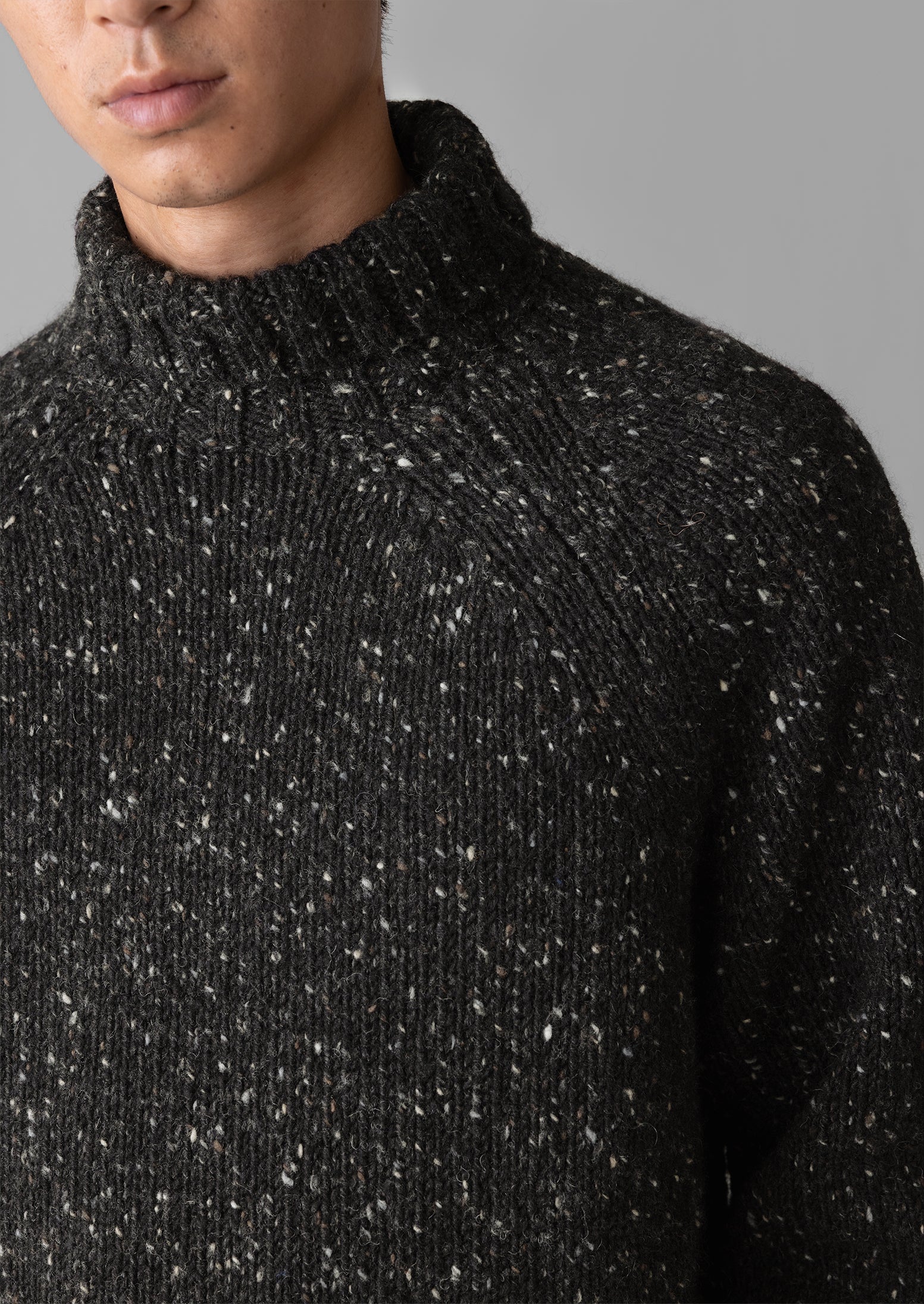 Donegal Roll Neck Sweater | Black Marl | TOAST