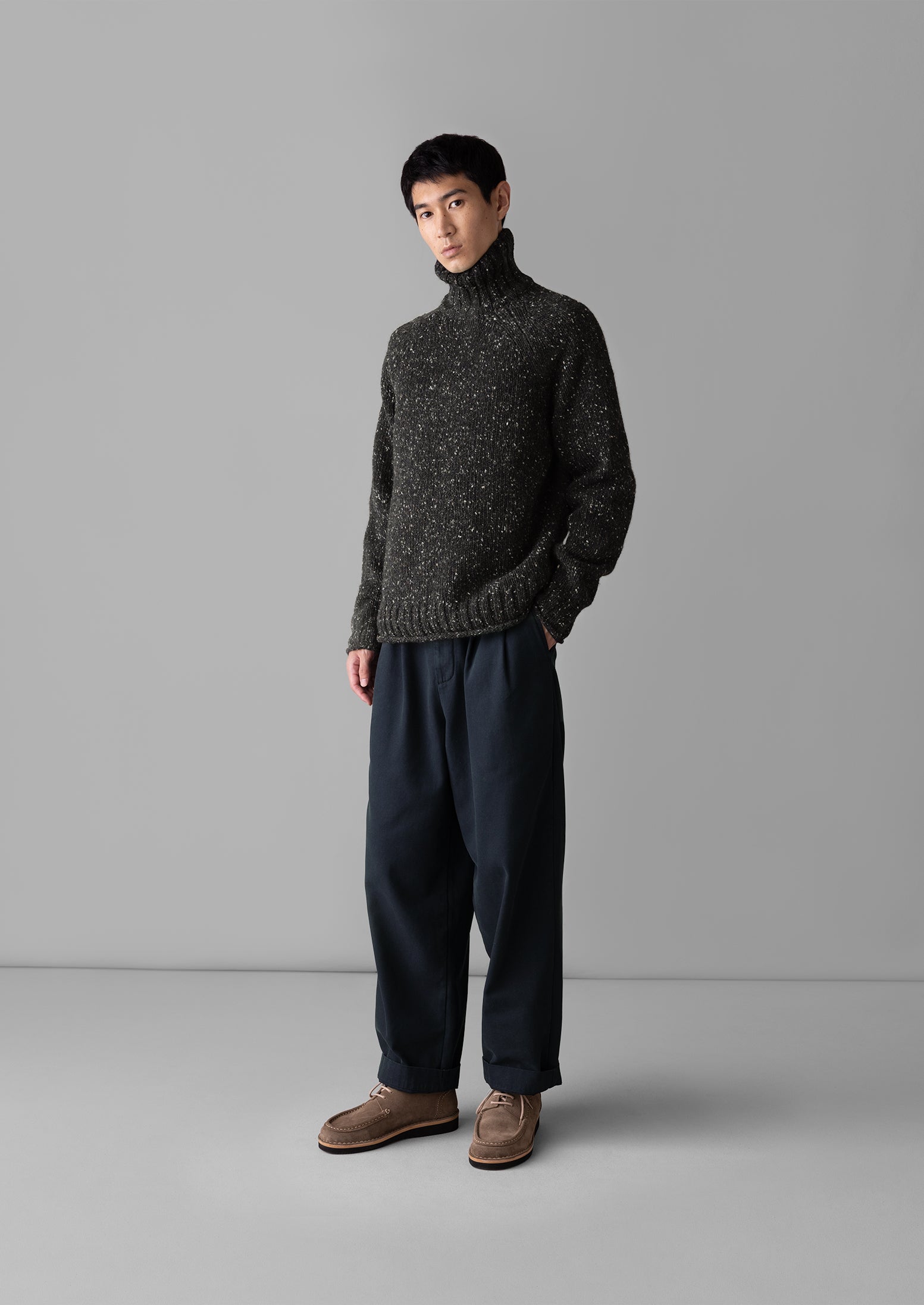 Donegal Roll Neck Sweater | Black Marl | TOAST