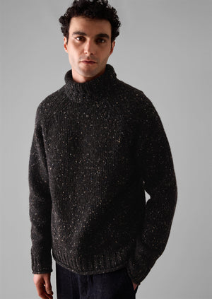 Donegal Roll Neck Sweater | Black Marl